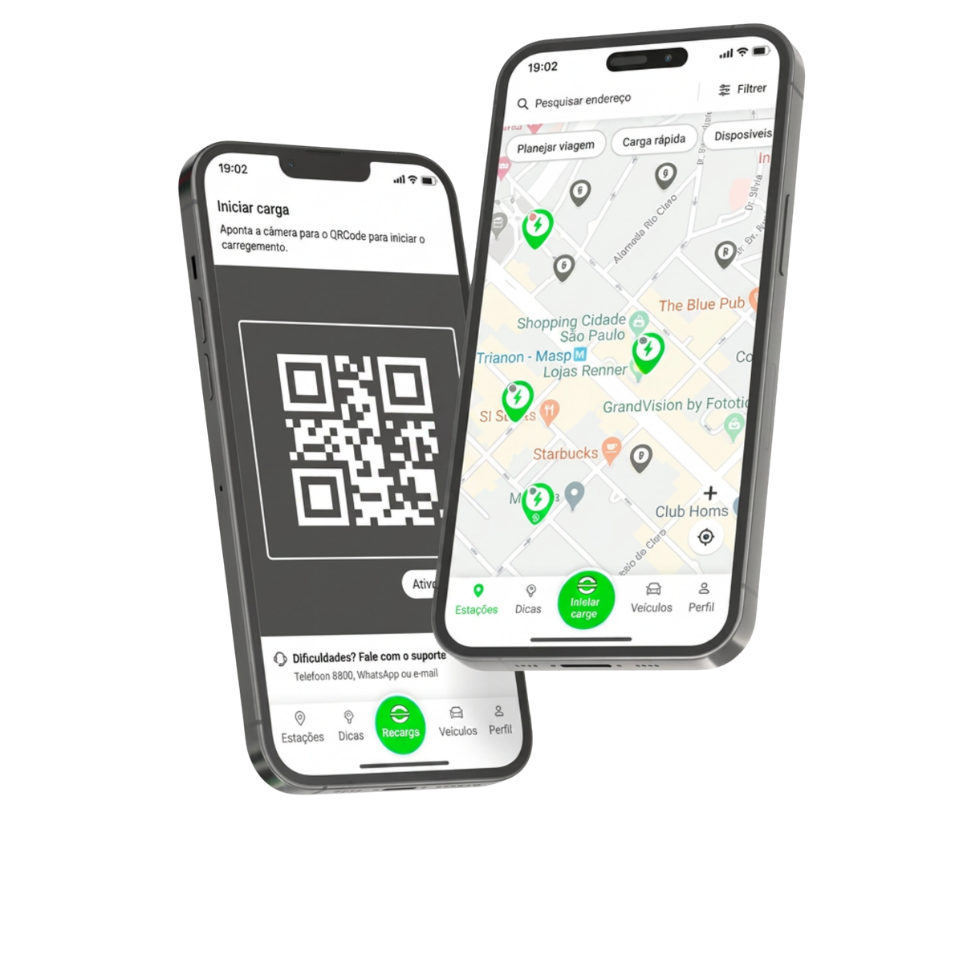 App SysEnergy — mapa de eletropostos e QR Code